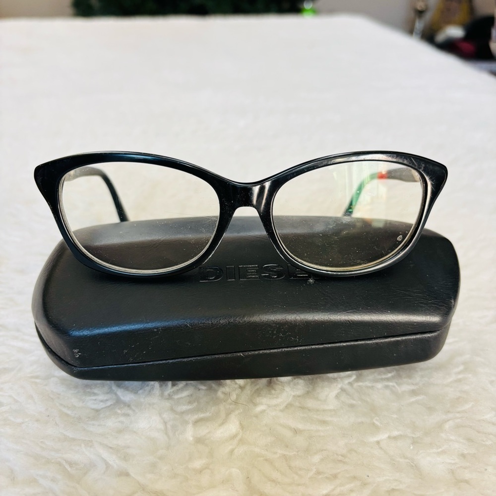 Diesel Black/Camouflage sides Prescription Unisex Eyeglasses Frame w/ Case